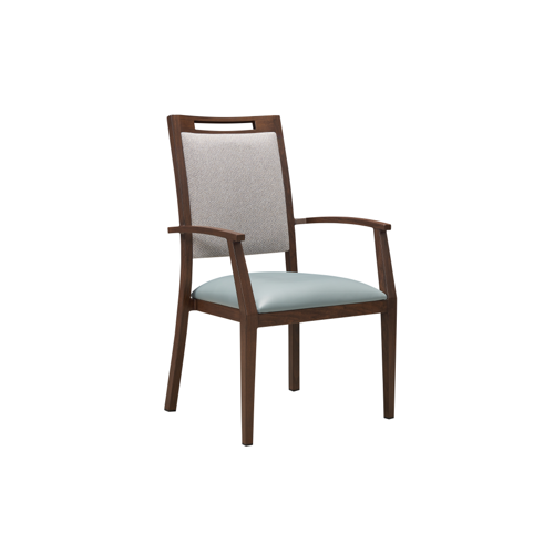 Richard Dining Chair Stackable. Faux Leather Seat. Backrest in Blue fabric25