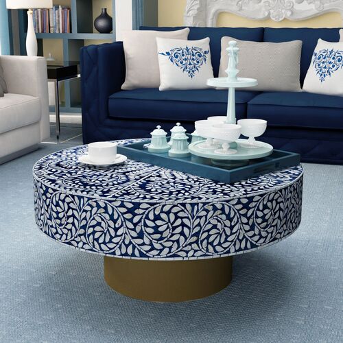 BLUESY MOTHER OF PEARL HAND MADE COFFEE TABLE