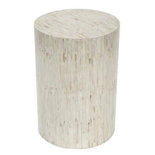 ALPINE MOTHER OF PEARL HAND MADE STOOL/SIDE TABLE