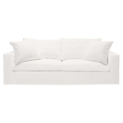 Bungalow 3 Seater Slip Cover Sofa - White Cotton