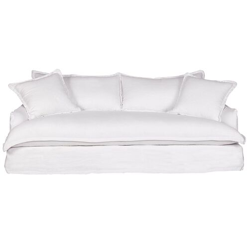 Hayman 3 Seater Slip Cover Sofa - White Linen