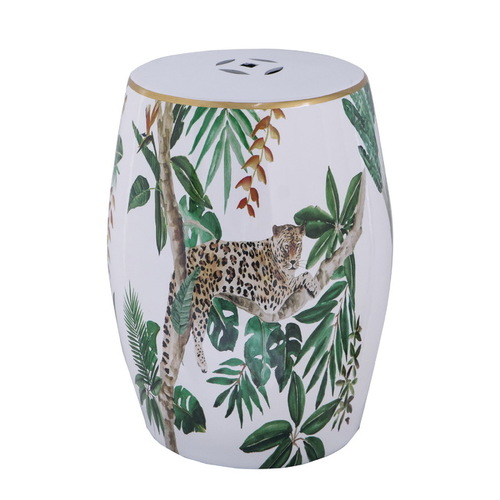 Jungle Themed Ceramic Stool