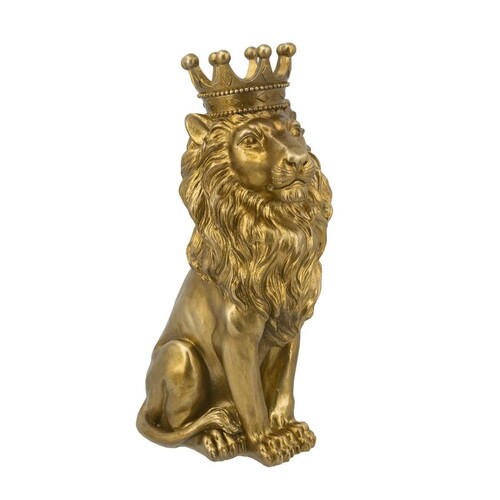 Sitting Crown Lion 33cmh The regal lion has a gold colour crown with solid colour body, the dignified king of the lions will happily sit in your home