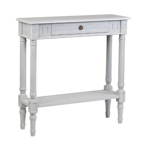 Norfolk Console Grey with 1 Dr & shelf (Flatpacked). Painted in light grey is perfectly sized for any entryway, offering a stylish and functional solu